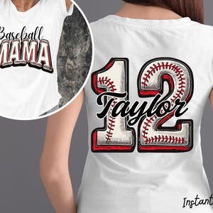 Gepersonaliseerde Baseball Mama PNG – afbeelding jerseynummer – digitale download – commercieel gebruik