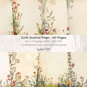 Wildblumen Bordüre: Collage Sheet | Digitales Papier Kit | Digitaler Download | Art Journaling | Junk Journal Ephemera | Digitale Ephemera