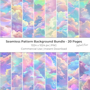 Pastel Dreamscapes Digital Paper: Seamless Watercolor Collage (Digital Download)