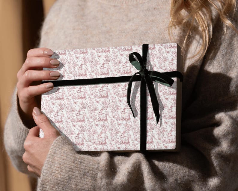 Papel digital sin costuras con diseño de conejito rosa - 30,5 x 30,5 cm, 300 ppp - Uso comercial - Descarga instantánea imagen 4