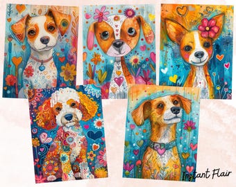 Whimsical Dog Junk Journal: Collage Paper, Digital Ephemera (JPG Digital Download)