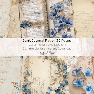 Spitze Junk Journal Papier | Kartengestaltung | Digital Download Kit | Junk Journal Zubehör | Druckbares Papier | 12 X 12 Digital Paper Pack