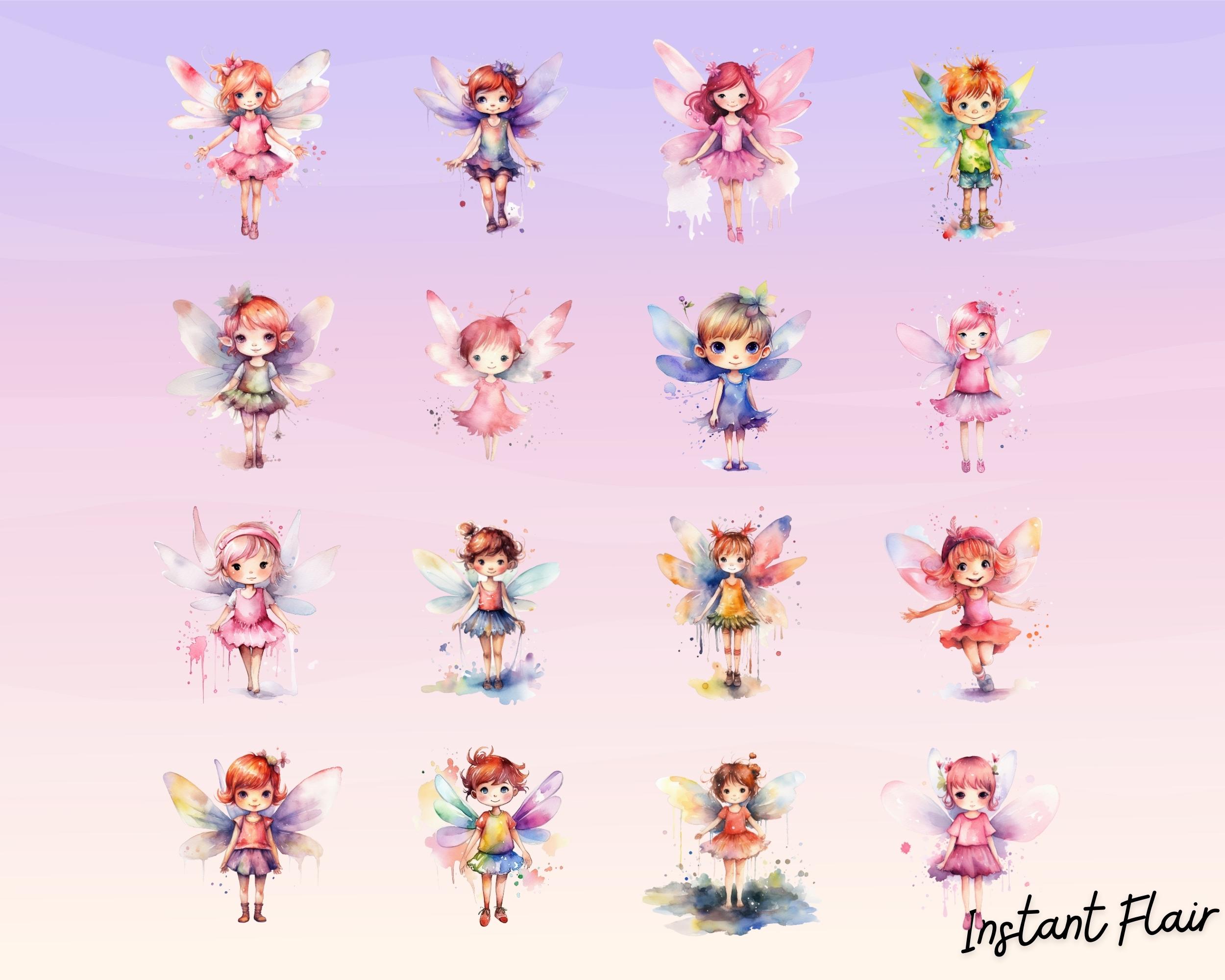 Watercolor Fairie Clipart Bundle, 36 PNG Designs (commercial Use) - Etsy