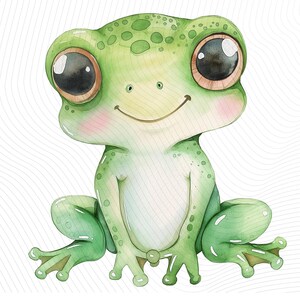 Akvarell groda clipart-paket, transparenta PNG-designer (digital nedladdning) bild 4