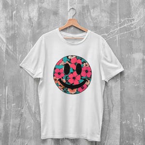 Floral Smiley Face PNG – Retro Flower Graphic – Digital Download ...