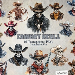 16 clipart cowboy schedel – transparante PNG – commercieel gebruik – direct downloaden