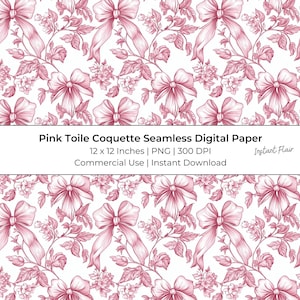 Papier numérique toile rose, motifs de nœuds coquettes, arrière-plans imprimables sans couture pour scrapbooking et baby shower
