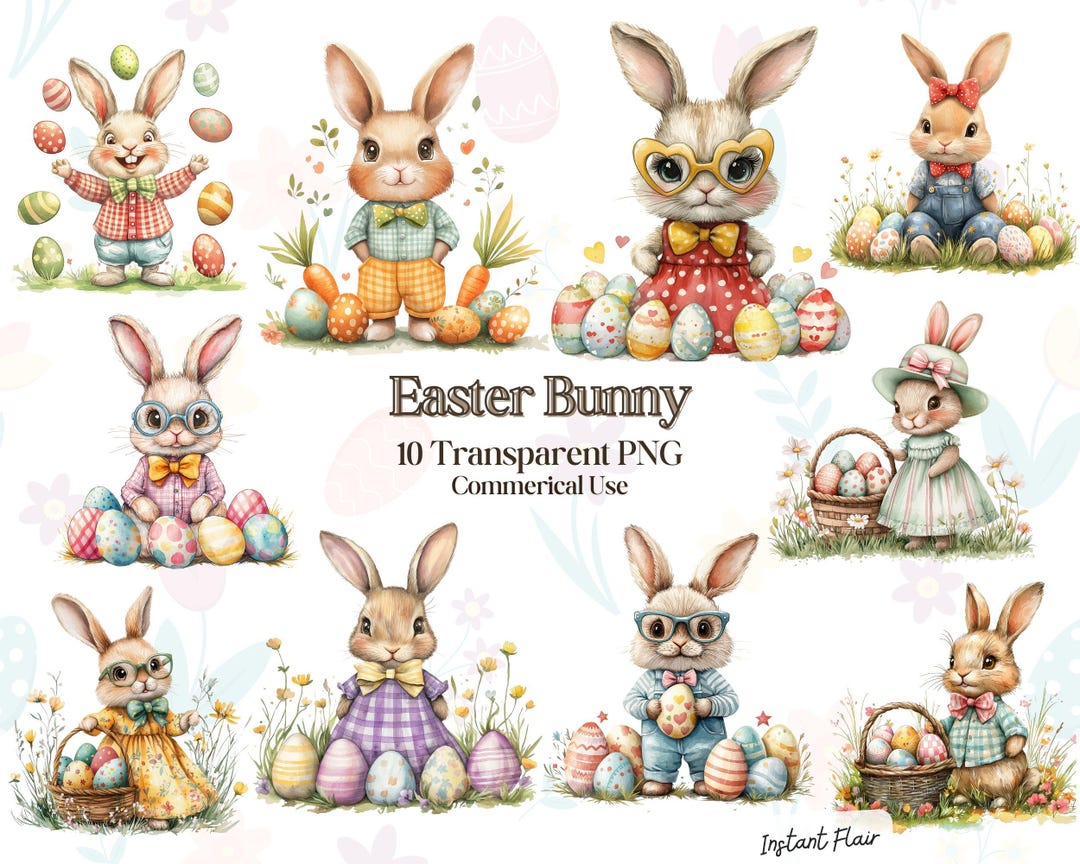 Easter Bunny Clipart – PNG Designs, Commercial Use (digital Download ...