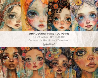 Whimsical Girl Junk Journal Pages: Collage Art Ephemera (Digital Download)