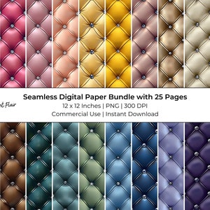 Carta digitale Diamond Tufted: 25 pagine di fogli di collage senza soluzione di continuità e diari stampabili, uso commerciale, download immediato