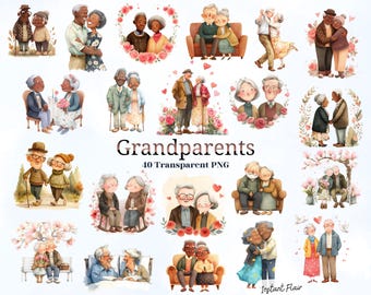 40 Grandparents Clipart – Cozy Family PNG Bundle for Crafts, Cards & Gifts