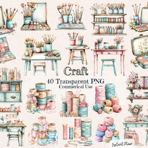 40 Craft Clipart – Transparent PNG – Commercial Use – Instant Download