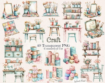 40 Craft Clipart – Transparent PNG – Commercial Use – Instant Download