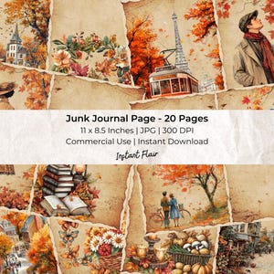 Fall Junk Journal Volume II: Foglio di collage / Kit di carta per album digitale / Download digitale / Art Journaling / Junk Journal / Ephemera digitale