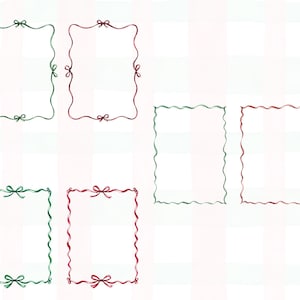 Puede incluir: Seis marcos decorativos en verde y burdeos, cada uno adornado con delicados lazos. Los marcos tienen un dise&ntilde;o ondulado en forma de cinta, perfecto para a&ntilde;adir un toque de elegancia a cualquier proyecto.