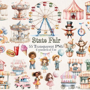 Pacote de clipart da feira estadual 55 – PNG de carnaval – Download digital – Uso comercial