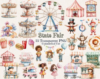 55 State Fair Clipart Bundle – Carnival PNG – Digital Download – Commercial Use