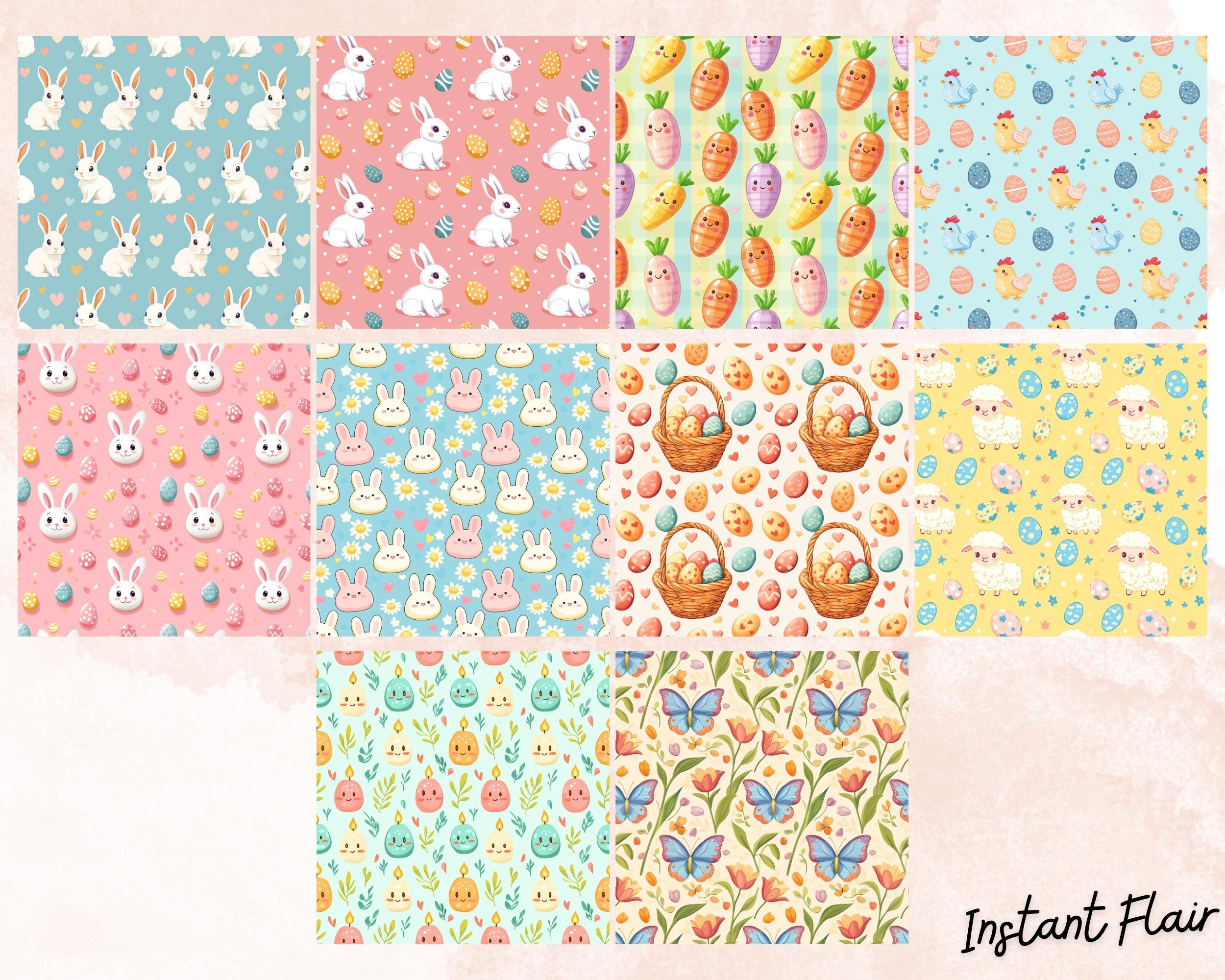 Easter Seamless Pattern Bundle – Pastel Spring Backgrounds (PNG Digital ...
