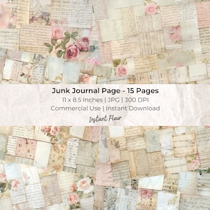 Rose Patchwork: Descarga digital / Diario basura hippie de patchwork / Uso comercial / Papeles para collage / Papeles imprimibles / Textiles Shabby Chic