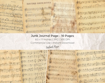Vintage Sheet Music | Junk Journal Ephemera, Collage Paper (Digital Download)