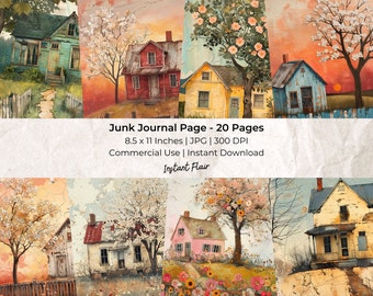 Whimsical House Junk Journal Pages: Art Ephemera (Digital Download)