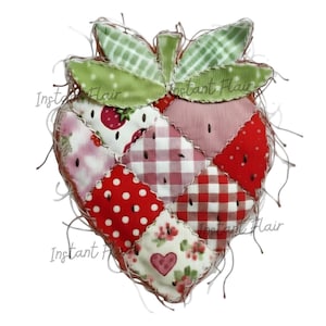 Patchwork Erdbeere T-Shirt Design PNG, Kunststoff Früchte Sublimationsgrafik (Digitaler Download)
