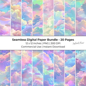 Pastell Traumlandschaften Digitales Papier: 20 nahtlose Collage Sheets und Junk Journal Printables, kommerzielle Nutzung, Instant Download
