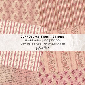 Dusty Rose Paper: Foglio di collage / Kit di carta per album digitali / Download digitale / Art Journaling / Junk Journal Ephemera / Ephemera digitale