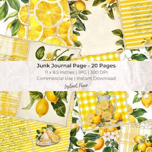 Lemon: Collage Sheet | Digital Scrapbook Paper Kit | Instant Digital Download | Art Journaling | Junk Journal Ephemera | Digital Ephemera