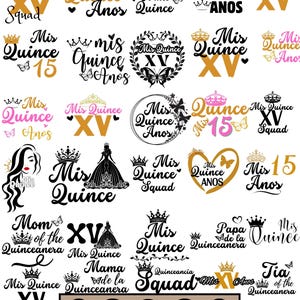 Mis Quince Bundle Digitales GrafikdesignSvg Png Jpg zum sofortigen Download Kommerzielle Verwendung für T-Shirt Tassen Geschenk Transparent