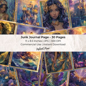 ブラックマーメイド ジャンクジャーナルキット：エフェメラコラージュシート（デジタルダウンロード）