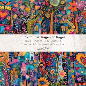 Vivid Visions: collageblad | Digitaal plakboekpapier |Directe digitale download | Artjournaling | Junkjournaal | Digitaal papier gemengde techniek