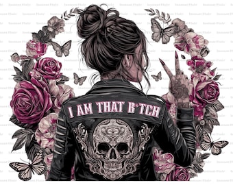 Floral Skull Woman PNG | Edgy Graphic T-Shirt Design (Digital Download)