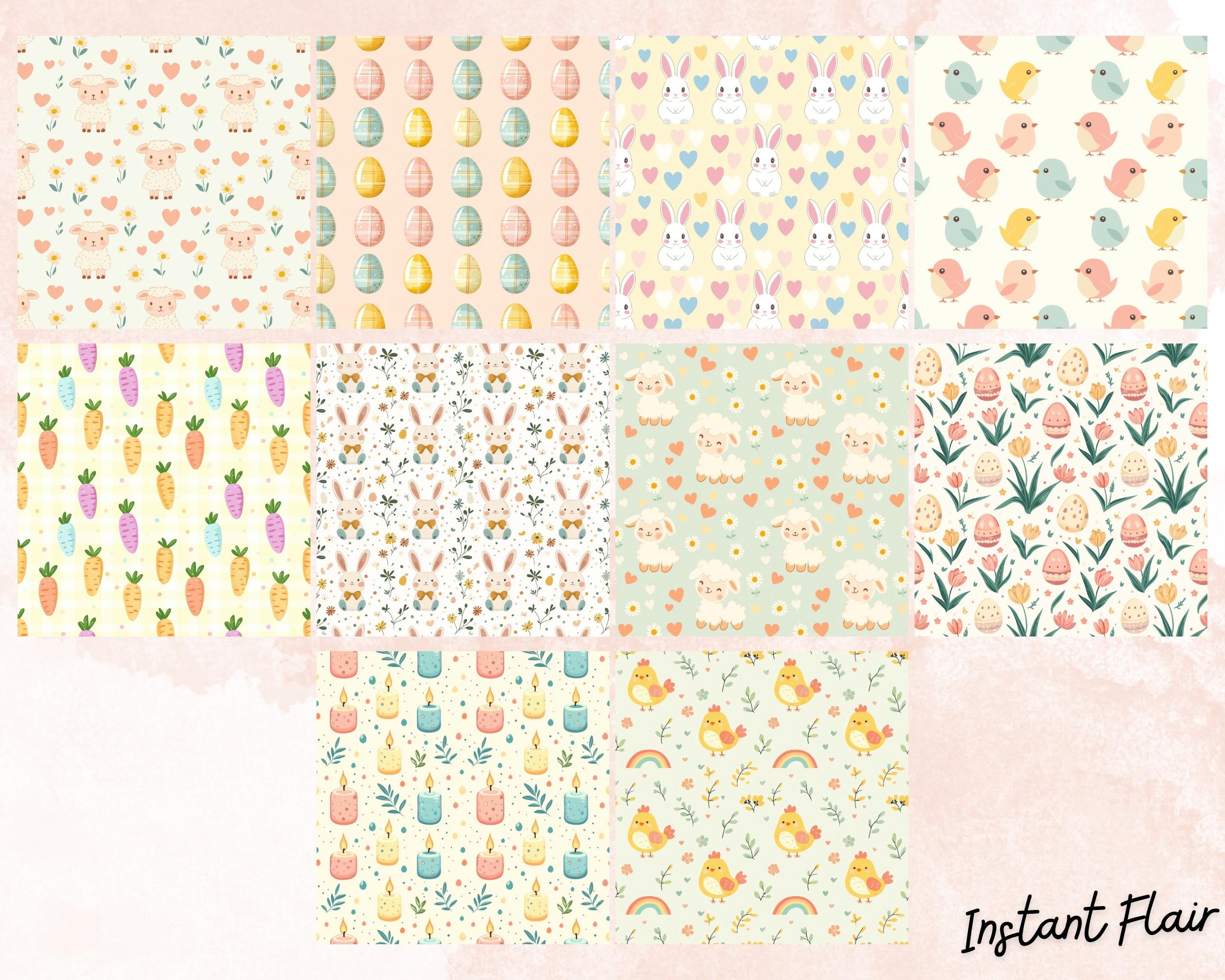 Easter Seamless Pattern Bundle – Pastel Spring Backgrounds (PNG Digital ...