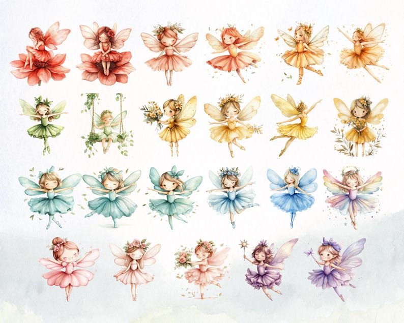 Watercolor Fairy Garden Clipart Bundle, Enchanted Forest PNG ...