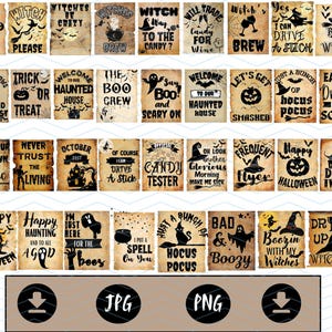 Witches Halloween Cards, Spooky Designs (PNG & JPG Digital Download)