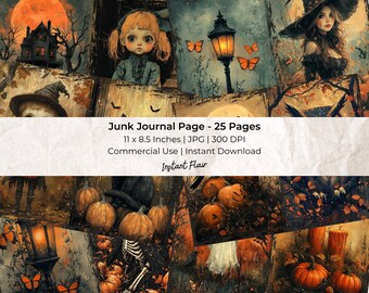 Halloween Junk Journal Pages: Collage Ephemera (Digital Download)