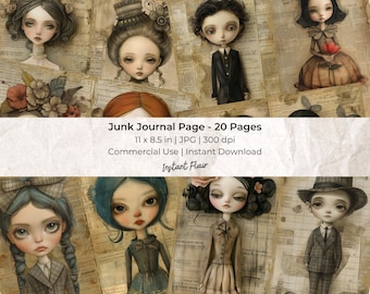 Whimsical Paper Doll Collage Sheet: Junk Journal Ephemera (Digital Download)