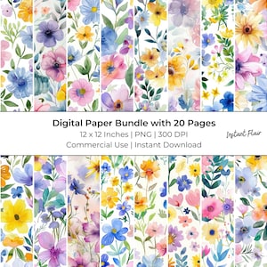 Floral Medley Digital Paper: 20 Pages Collage Sheets and Junk Journal Printables, Commerical Use, Instant Download