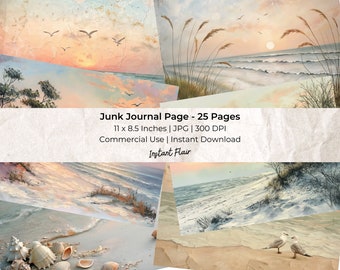 Küstenlandschaft: Collage Sheet | Digitales Papier Kit | Sofortiger digitaler Download | Art Journaling | Junk Journal Ephemera | Digitale Ephemera