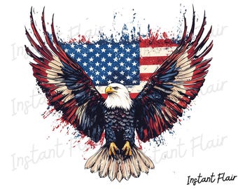 Eagle Flag Splash PNG – afbeelding patriottische VS – digitale download – commercieel gebruik