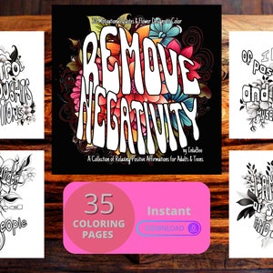 Livro para colorir de afirmações positivas: 35 citações motivacionais com desenhos florais para alívio do estresse