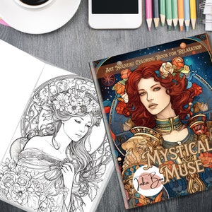 Mystical Muse: Art Nouveau Coloring Book for Relaxation - Detailed Designs for Mindful Coloring