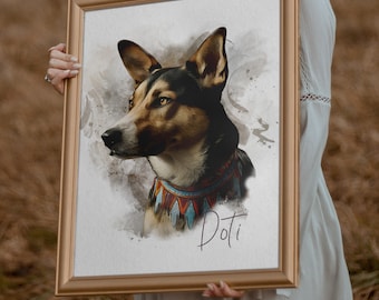 Retrato de mascota de foto, mamá de perro, regalo para ella, regalos conmemorativos de perro, retrato de acuarela personalizado, regalo de perro personalizado de foto.