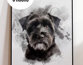 Dog watercolor portrait from photo, Digital dog portraits, Custom best pet friend portrait, Pet memorial gift, Digital download, Gift.