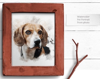 Aquarell Haustier Portrait vom Foto Benutzerdefinierte Hundeportrait, personalisiertes Hundegeschenk, Haustier-Denkmal, Geburtstagsgeschenk für sie, Hundemutter.
