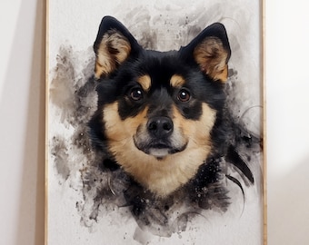 Custom Pet Portrait in Watercolor, Personalized Watercolor Pet Portrait, Unique Pet Gift, Custom Pet Painting from Photo, Digital download