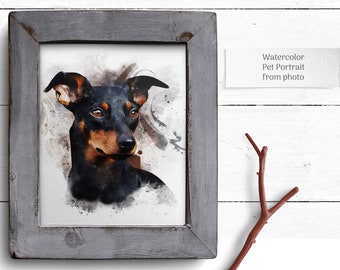 Custom Dog Portrait, Digital Cat Portraits, Pet memorial, Custom Pet, Gift For Friends, Digital download,Pet Portrait From Photo, Watercolor