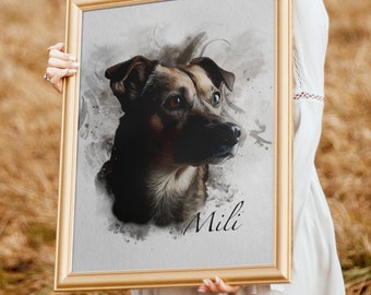 Retrato de perro de acuarela de la foto para regalos, Retrato de perro personalizado, Regalos conmemorativos de mascotas, Regalo para ella, Regalos de amante de mascotas, Mamá de perro, Pérdida de mascotas
