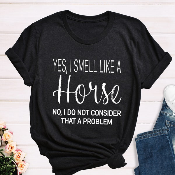 Women's Riding Style “Yes, I smell like a horse” Print Long Sleeve Casual Shirt main image 0